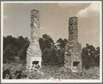 Standing chimneys of an old plantation house. Georgia
