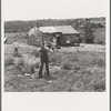 Home on "Scratch Hill," outside Atoka, Oklahoma. "I was offered twenty dollars for that house. I pay six dollars rent a year, and have some chickens and a garden"