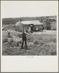 Home on "Scratch Hill," outside Atoka, Oklahoma. "I was offered twenty dollars for that house. I pay six dollars rent a year, and have some chickens and a garden"