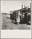 Migrant agricultural labor family. Tenant farmer with six children, refugees from Texas, near Wasco, California. "People just can't make it back there with drought, hailstorms, windstorms, duststorms, insects ..."