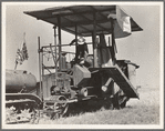 Combine harvester in California. Wheat field. San Joaquin Valley