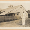 Ted Shawn standing in front of theater at Jacob's Pillow