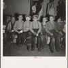 Children at Halloween party, waiting for signal to come for refreshments. Shafter migrant camp, California