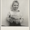 Migrant cotton picker's child who lives in a tent in the government camp instead of along the highway or in a ditch bank. Shafter Camp for migrants, California