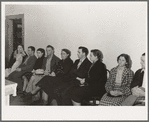 Night meeting in the Farm Security Administration office, Rural Rehabilitation Division, Visalia, Tulare County, California. 144 families have applied for farm purchase loans under the Farm Tenancy Act, passed by Congress in 1937