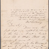 Autograph note unsigned, 9 April 1822