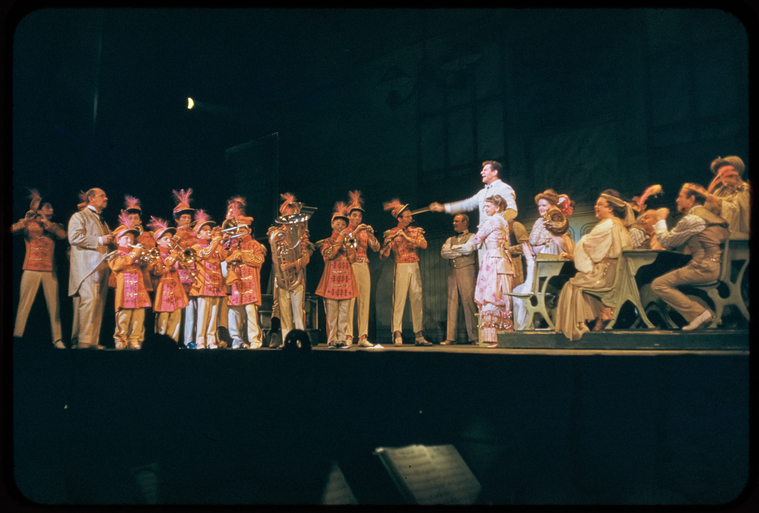 David Burns [left] Robert Preston, Barbara Cook [center] and ...