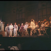 David Burns [left], Robert Preston [right] and unidentified others in the stage production The Music Man