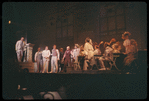 David Burns [left], Robert Preston [right] and unidentified others in the stage production The Music Man