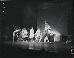 Robert Preston [right] and unidentified others in the stage production The Music Man