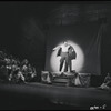 Robert Preston [center] and unidentified others in the stage production The Music Man