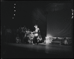 Robert Preston [center] and unidentified others in the stage production The Music Man