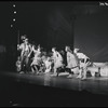 Robert Preston [left] and unidentified others in the stage production The Music Man