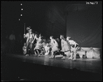 Robert Preston [left] and unidentified others in the stage production The Music Man