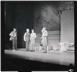 Danny Carroll, David Burns [center] and unidentified others in the stage production The Music Man