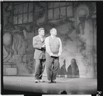 Robert Preston and Iggie Wolfington in the stage production The Music Man