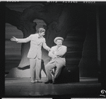 Robert Preston and Iggie Wolfington in the stage production The Music Man