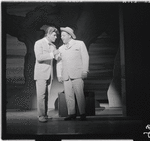 Robert Preston and Iggie Wolfington in the stage production The Music Man