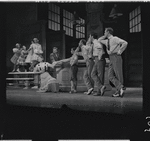 Barbara Cook, Robert Preston [center] and unidentified others in the stage production The Music Man
