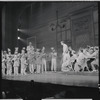 Robert Preston [center] and unidentified others in the stage production The Music Man