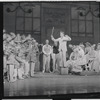 Robert Preston [center] and unidentified others in the stage production The Music Man