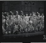 Robert Preston, Barbara Cook [center] and unidentified others in the stage production The Music Man