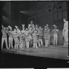 Robert Preston [right] and unidentified others in the stage production The Music Man