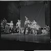 Robert Preston [center] and unidentified others in the stage production The Music Man