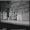 Robert Preston [center] and unidentified others in the stage production The Music Man