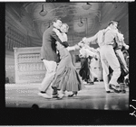 Robert Preston, Dusty Worrall and unidentified others in the stage production The Music Man