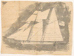 Ink and wash design for the construction of Lord Byron's boat