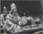 Musician accompanying the Japanese Imperial Household Dancers, at a performance with the New York City Ballet