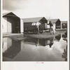 United States government camp for migrants (Farm Security Administration), Farmersville, California. Prefabricated steel dwellings "one step up from a tent" replace the use of tents in the newer California camps