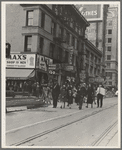 Salvation Army, San Francisco, California. Returning to headquarters. No recruits to audience from street