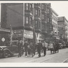 Salvation Army, San Francisco, California. Regular Sunday meeting. (Meeting held regularly Sundays, Tuesdays, Thursdays.) Marching up the street to the meeting