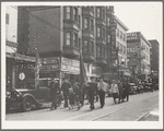 Salvation Army, San Francisco, California. Regular Sunday meeting. (Meeting held regularly Sundays, Tuesdays, Thursdays.) Marching up the street to the meeting