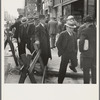 Salvation Army, San Francisco, California. Street scene as the army began to sing