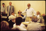 Jerome Robbins with company staff and cast, first day of  rehearsal for the stage production Jerome Robbins' Broadway