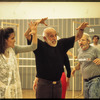 Jerome Robbins and cast rehearsing Fiddler on the Roof segment of the stage production Jerome Robbins' Broadway