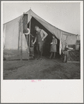 Supper time in Farm Security Administration (FSA) migratory emergency camp for workers in the pea fields. Calipatria, California