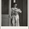 Farm Security Administration (FSA) migrant camp. Westley, California. This migrant mother lives in a contractor's camp because of contractor's control of jobs