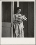 Farm Security Administration (FSA) migrant camp. Westley, California. This migrant mother lives in a contractor's camp because of contractor's control of jobs