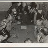 Farm Security Administration (FSA) camp for migratory agriculture workers. Farmersville, California. Meeting of camp council