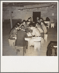 Farm Security Administration (FSA) camp for migratory agricultural workers. Farmersville, California. Meeting of the camp council