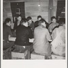 Farm Security Administration (FSA) camp for migratory agricultural workers. Farmersville, California. Meeting of the camp council
