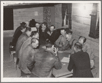 FSA camp for migratory agricultural workers, Farmersville, California. Meeting of the camp council. 1939