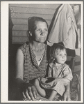 Tulare County. Farm Security Administration camp (FSA) for migratory agricultural workers at Farmersville. Mother and child, come to California from Oklahoma. They have six children, aged two to nineteen years ...
