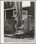 Tulare County, California. Farm Security Administration (FSA) Mineral King Farm Cooperative Association. The gateway to the old ranch remains. But the old ranch house is replaced. (See 18368)