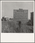 Sign on camp site opposite potato packing sheds. Tulelake, Siskiyou County, California. General caption number 63-1