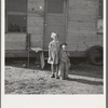 The children, seen in opening of tent in earlier photograph, before their new home. Rural shacktown. Near Klamath Falls, Oregon